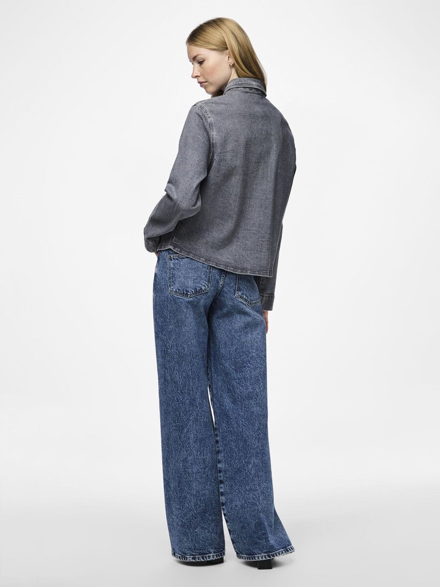 Pieces PCSIFFI RHINESTONE DENIM SHIRT, Grey Denim, highres - 17153566_GreyDenim_1146119_004.jpg
