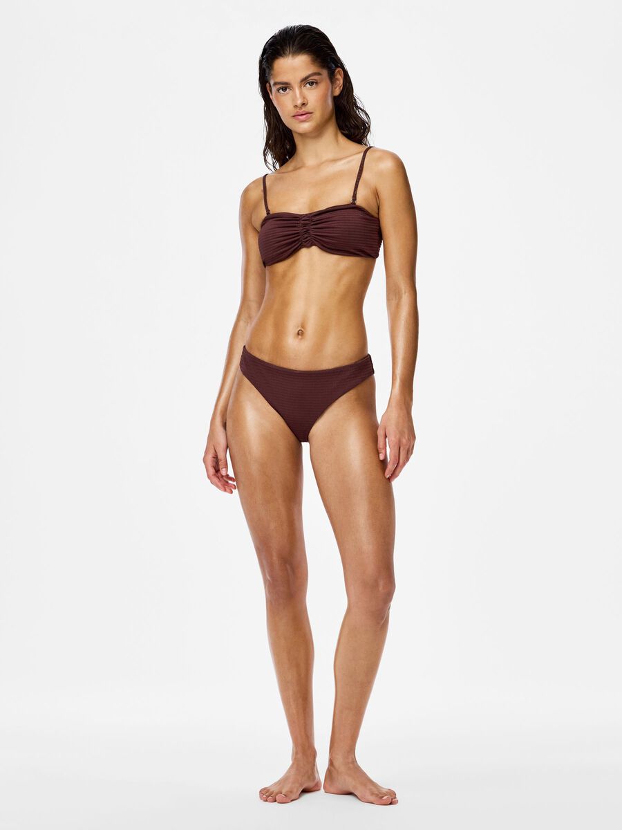 Carousel image - PCKAYA SEERSUCKER  BIKINI TOP, Deep Mahogany | 3