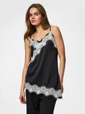 Product image thumbnail - PCARIEL ASSYMETRIC LACE  STRAP TOP, Black | 1
