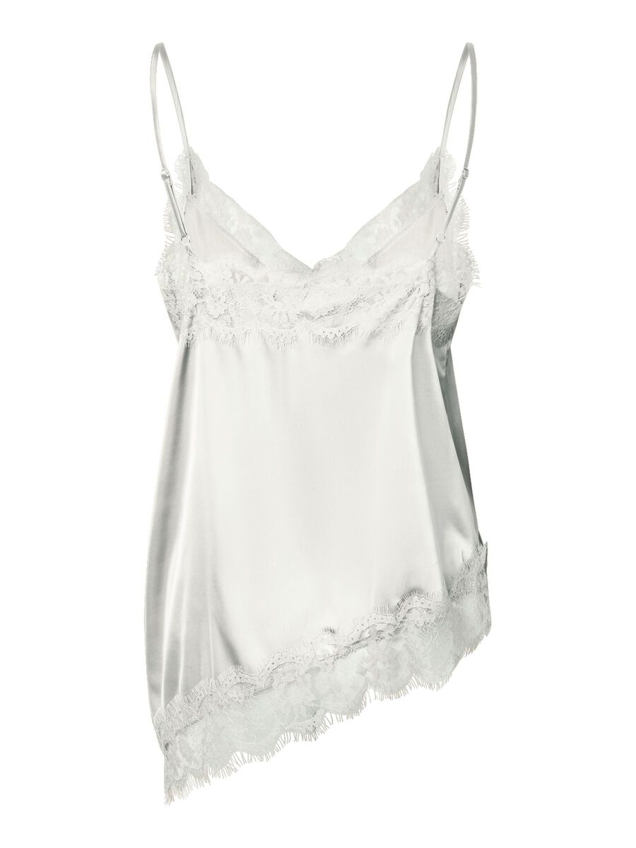 Carousel image - PCNOMI SATIN LACE STRAP TOP, Bright White | 7