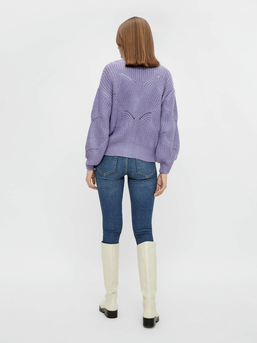 Pieces LOOSE FIT STRIKKET CARDIGAN, Sheer Lilac, highres - 17106362_SheerLilac_004.jpg