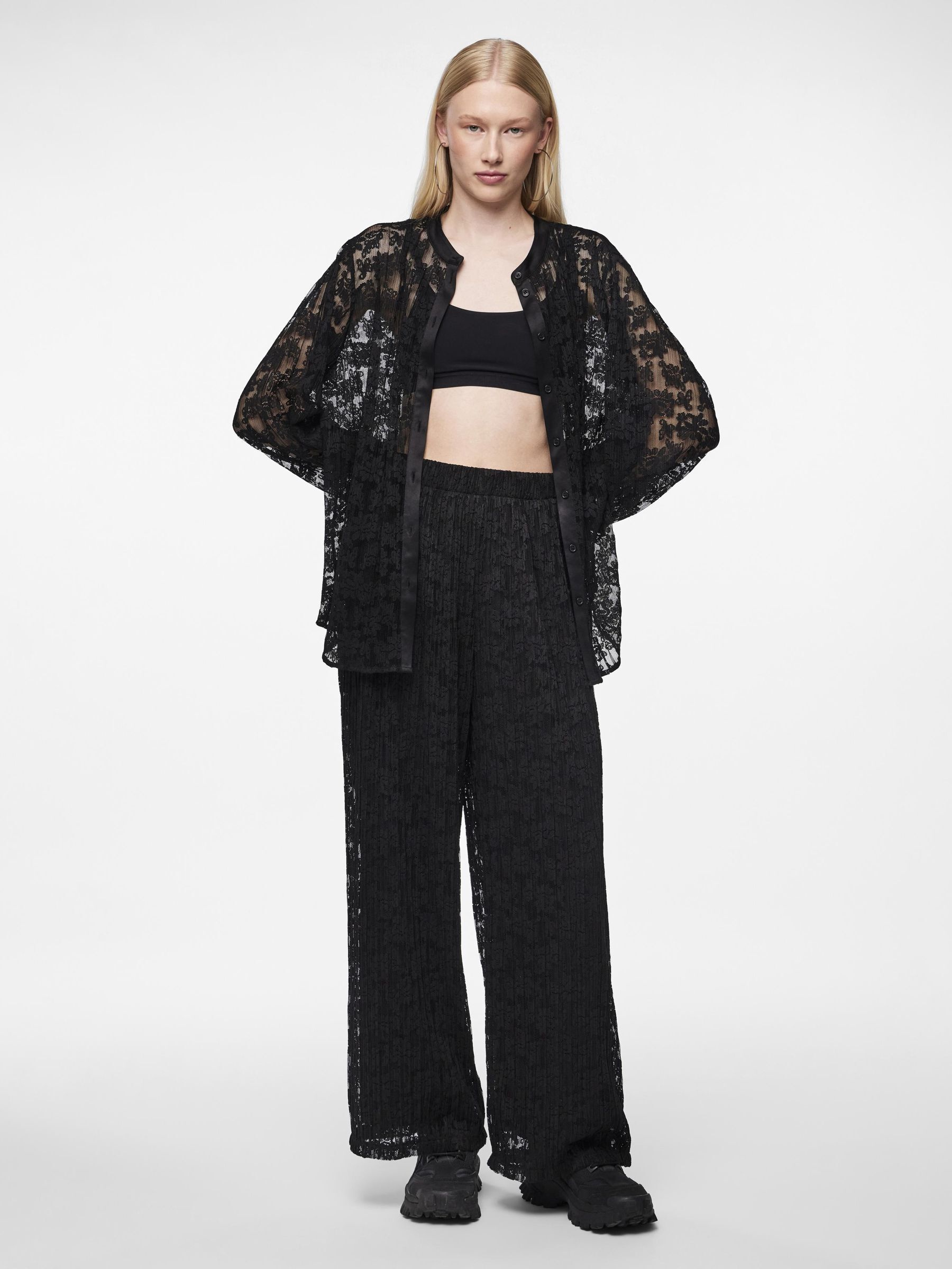 Zara black lace trousers top
