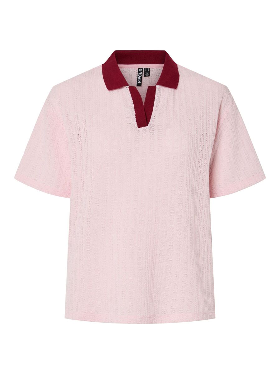 Pieces PCALYSIA SS OVERSIZED POLO SHIRT, Pink Tulle, highres - 17161252_PinkTulle_1222121_001.jpg