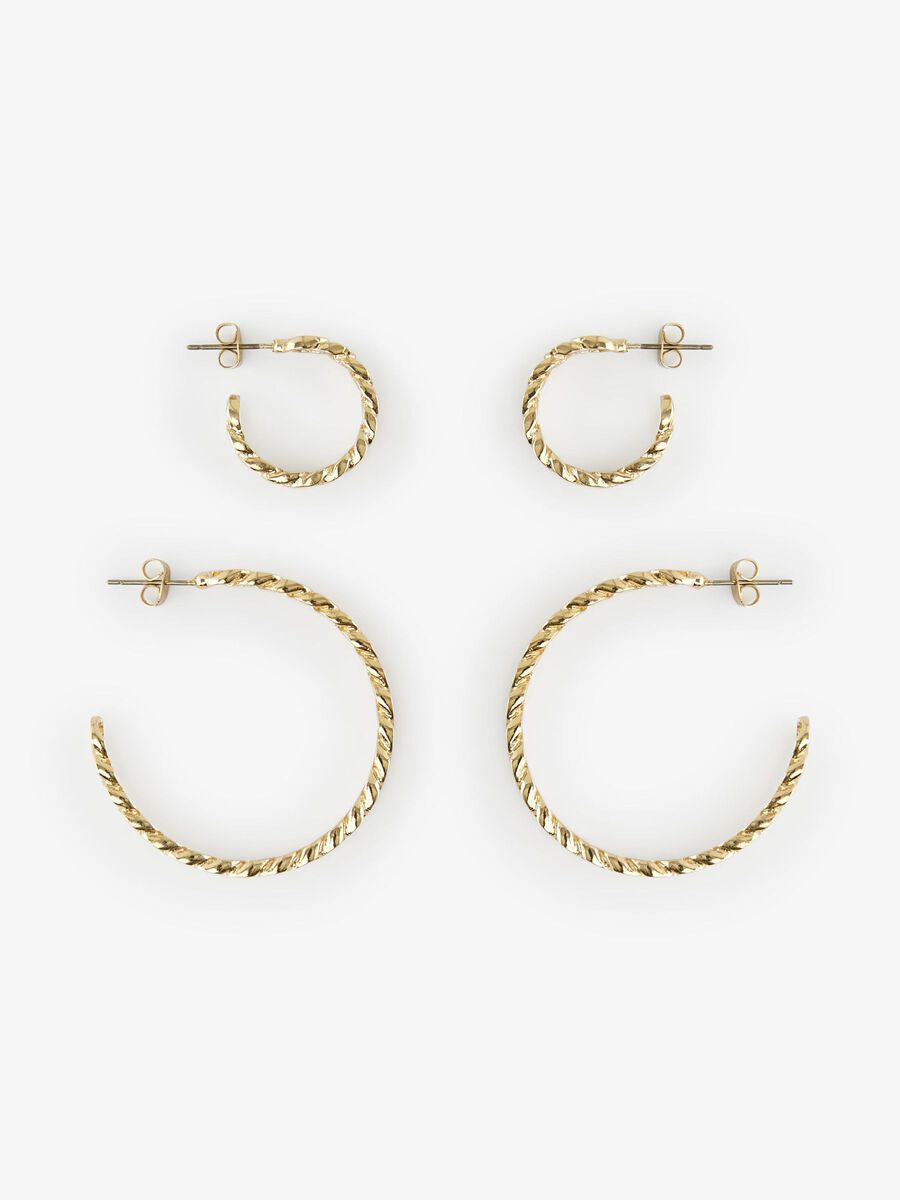 Pieces 2-PACK HOOP EARRINGS, Gold Colour, highres - 17113308_GoldColour_846947_001.jpg