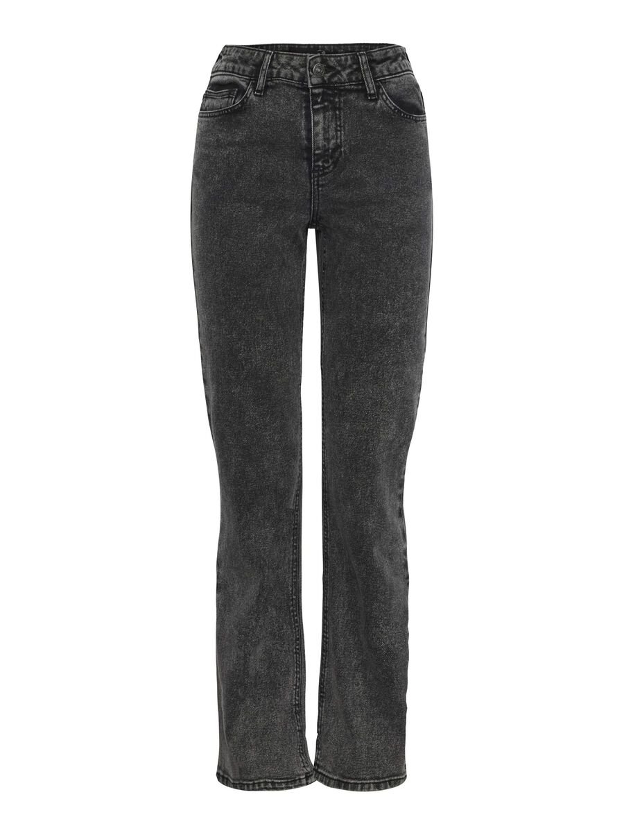 Pieces PCKELLY MW STRAIGHT FIT JEANS, Dark Grey Denim, highres - 17150936_DarkGreyDenim_001.jpg