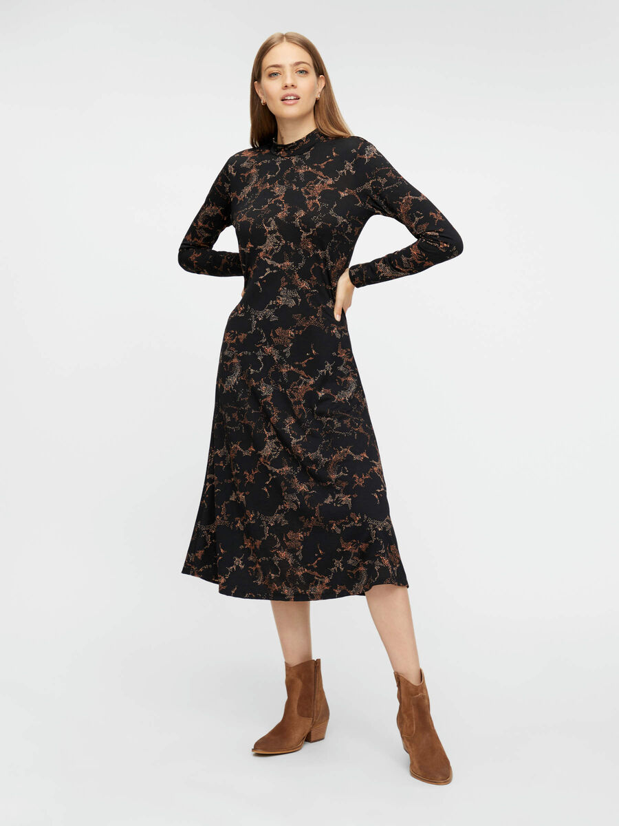 Pieces IMPRIMÉ, MANCHES LONGUES ROBE MI-LONGUE, Black, highres - 17106956_Black_802140_003.jpg