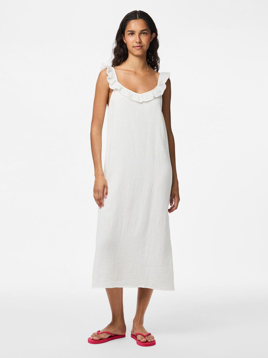 Pieces PCSASTINA MUSSELIN MIDI DRESS, Cloud Dancer, highres - 17156477_CloudDancer_003.jpg