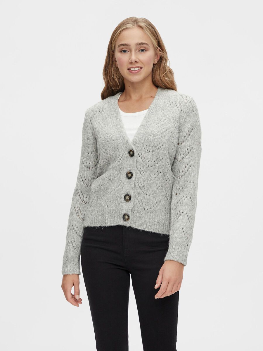 Carousel image - M&Oslash;NSTRETE STRIKKET CARDIGAN, Light Grey Melange | 1