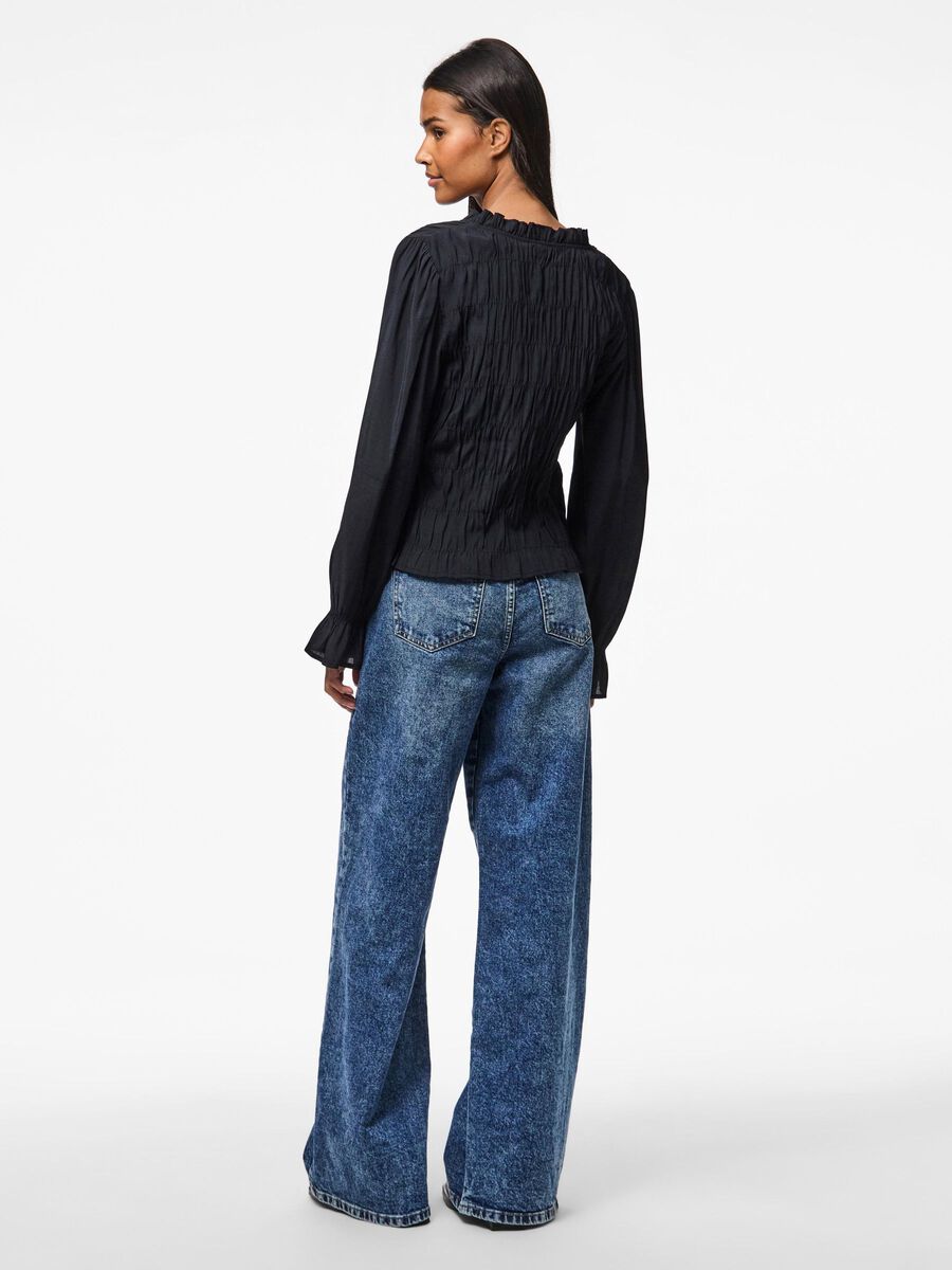 Pieces PCDEMMIE V-NECK BLOUSE, Black, highres - 17159624_Black_004.jpg