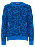 Pieces LONG SLEEVED LEOPARD KNITTED PULLOVER, Victoria Blue, highres - 17096171_VictoriaBlue_685339_001.jpg