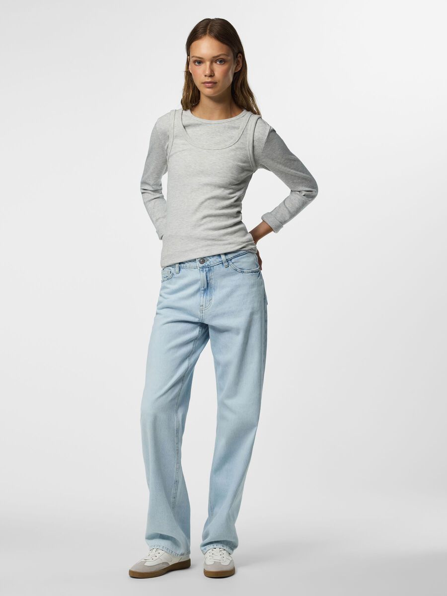 Product carousel image 1 PCSKY MW STRAIGHT FIT JEANS, Light Blue Denim