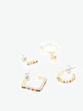Pieces 4-PACK RHINESTONE EARRINGS, Gold Colour, highres - 17102626_GoldColour_746138_001.jpg