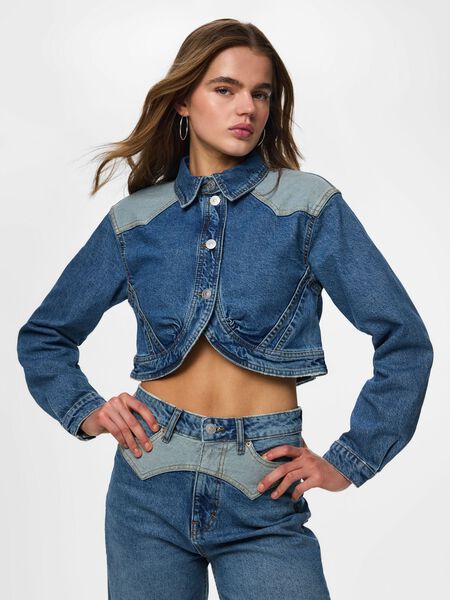Pieces PCRODEO - COURT - WESTERN VESTE EN JEAN, Medium Blue Denim, highres - 17170126_MediumBlueDenim_003.jpg