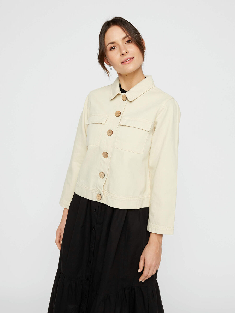 Pieces OVERSIZE VESTE EN JEAN, Almond Milk, highres - 17103058_AlmondMilk_003.jpg