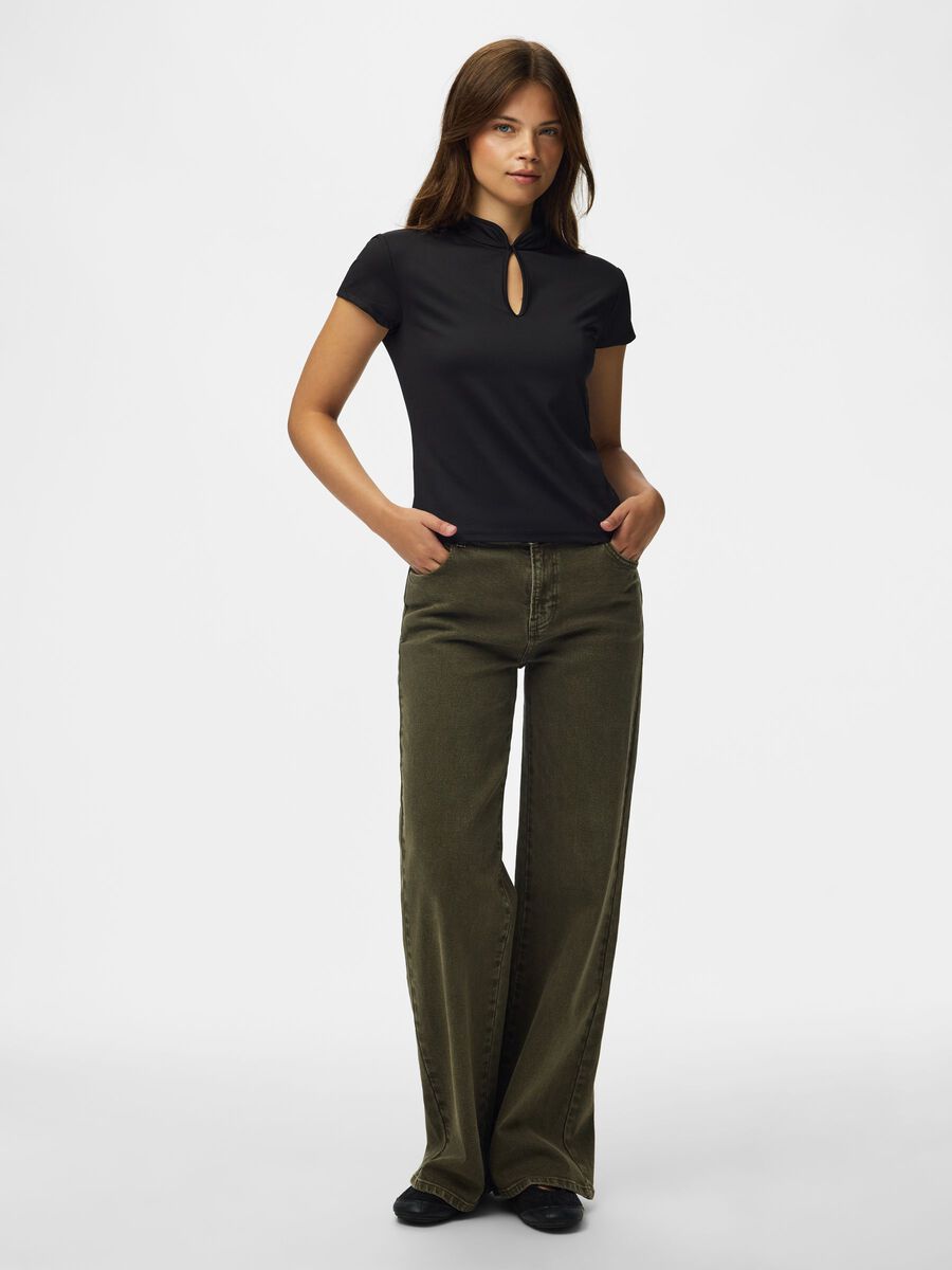 Product carousel image 1 TOP Z KR&Oacute;TKIMI RĘKAWAMI, Black