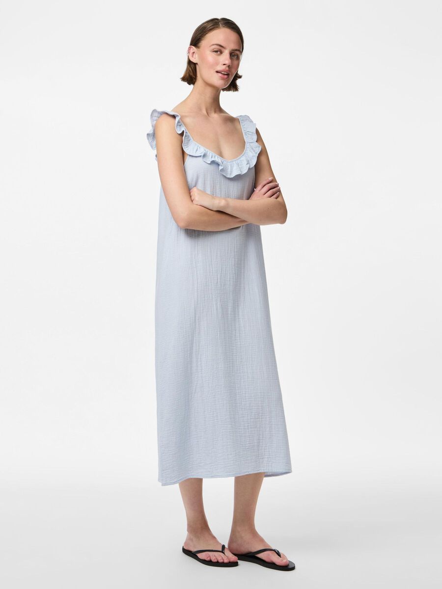 Carousel image - PCSASTINA MUSSELIN MIDI DRESS, Cashmere Blue | 3