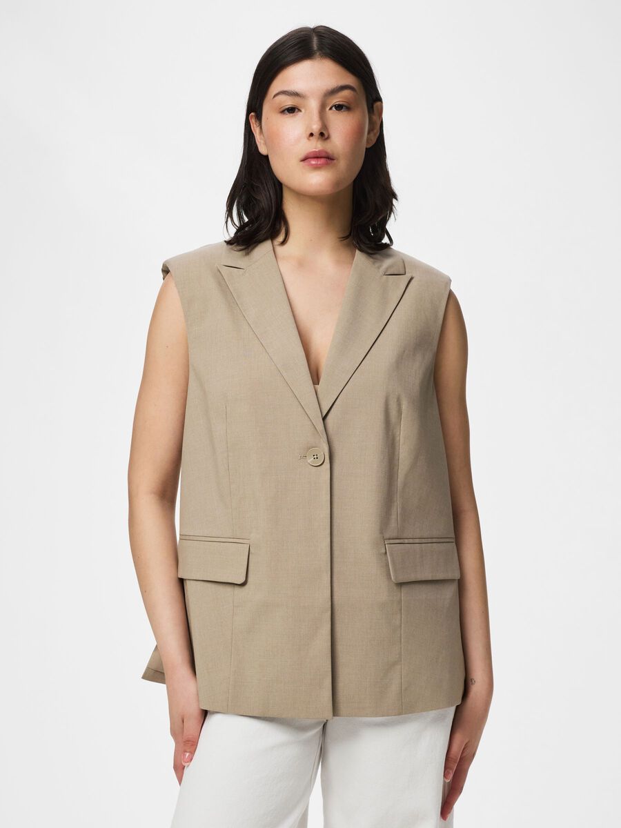 Carousel image - PCROSA SPLIT VEST, Greige | 1