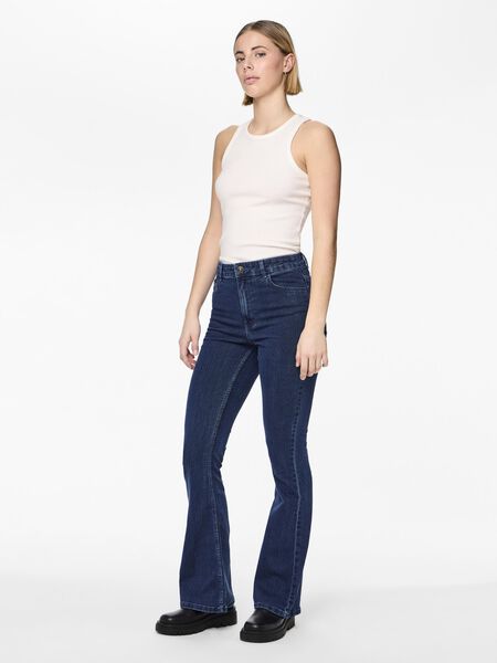 Pieces PCPEGGY HW FLARED JEANS, Dark Blue Denim, highres - 17127256_DarkBlueDenim_005.jpg