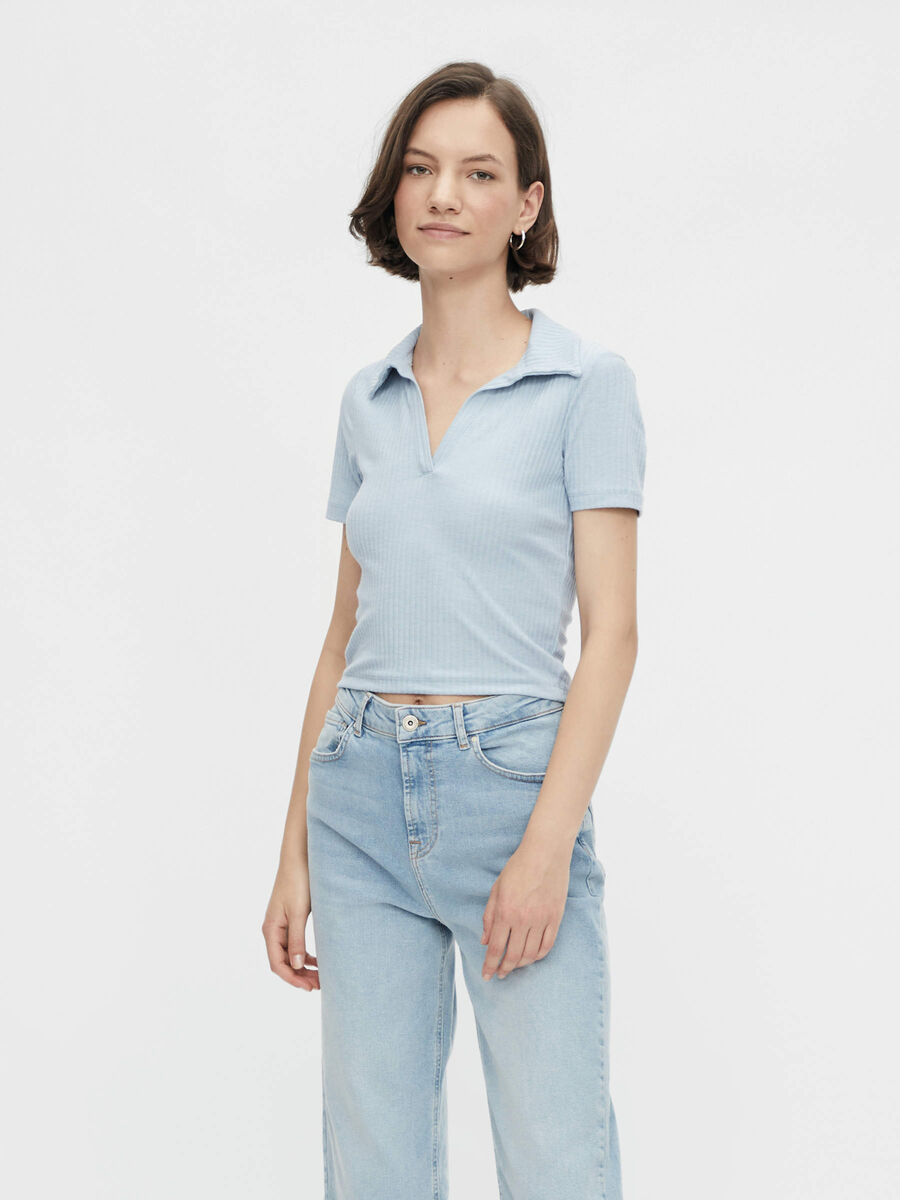 Pieces POLO-STIL KORT TOP, Blue Fog, highres - 17121287_BlueFog_003.jpg