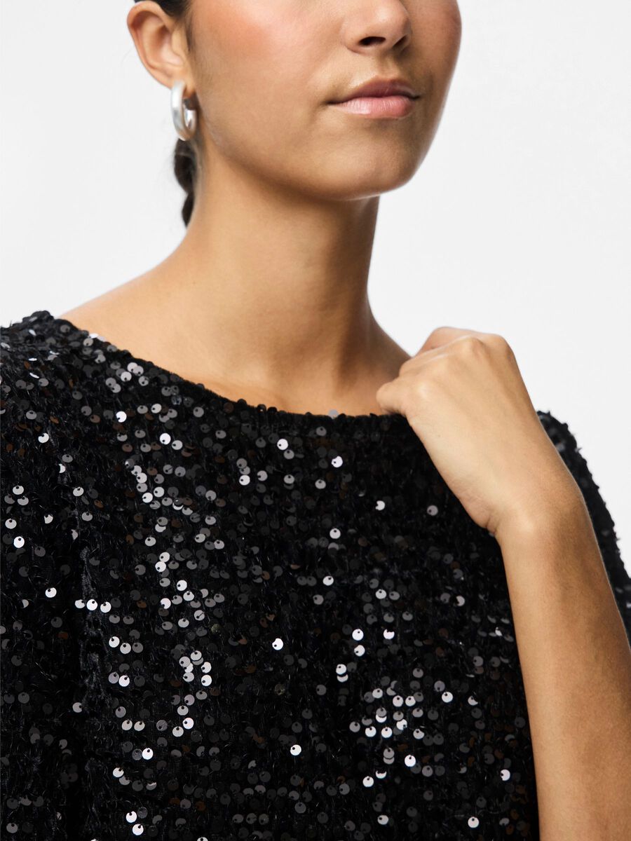 Carousel image - PCKAM SEQUIN 2/4 SLEEVED BLOUSE, Black | 4