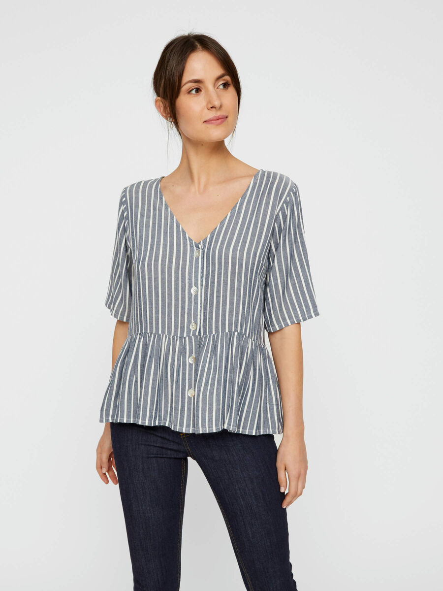 Pieces STRIPED PEPLUM BLOUSE, Night Sky, highres - 17097571_NightSky_699887_003.jpg