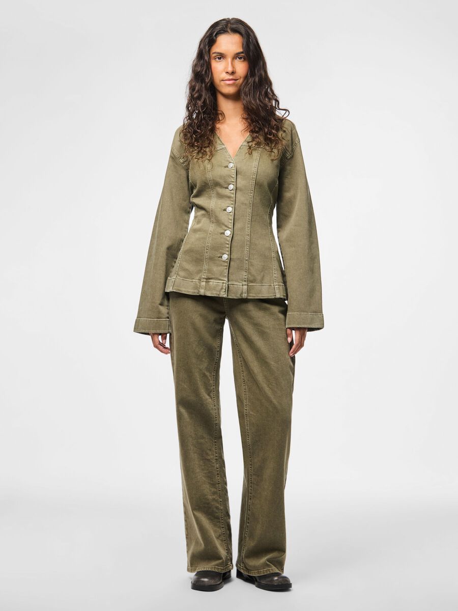 Carousel image - PCSILKE - TMH - COLORÉ JEAN À COUPE AMPLE, Military Olive | 5