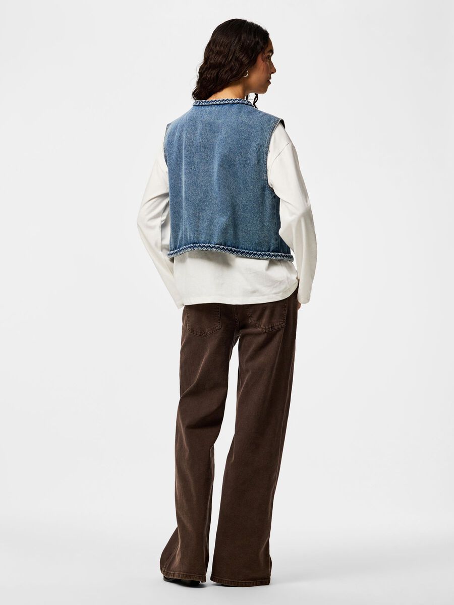 Product carousel image - PCBELL CROPPED DENIM VEST, Light Blue Denim | 2