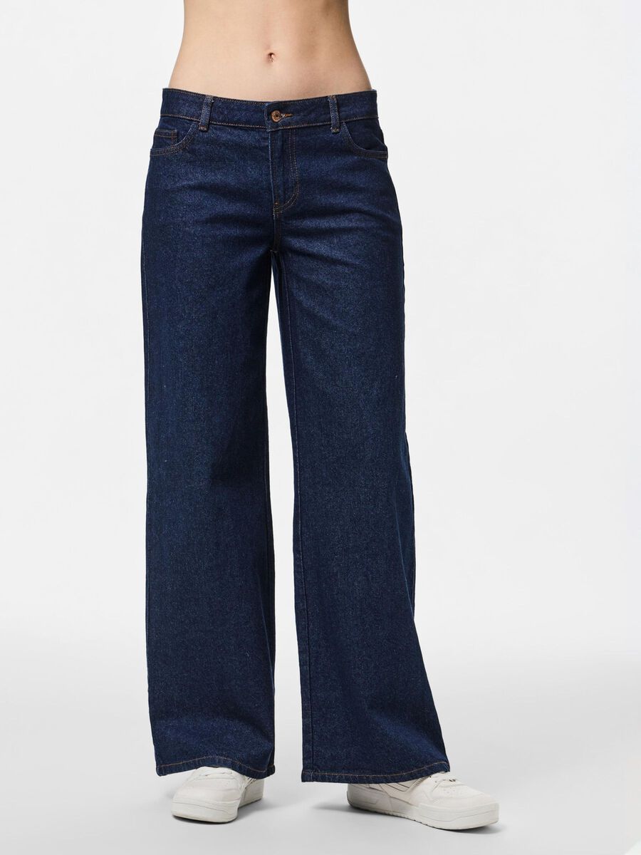 Pieces PCSELMA LW WIDE FIT JEANS, Dark Blue Denim, highres - 17153794_DarkBlueDenim_1147725_003.jpg