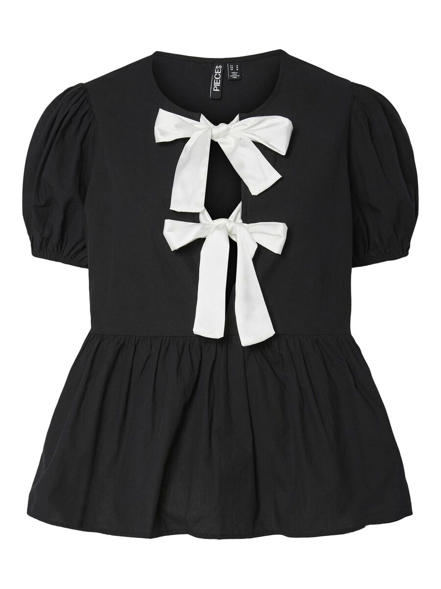 Pieces PCGOLLY PUFF SLEEVED TOP, Black, highres - 17155915_Black_1165574_001.jpg
