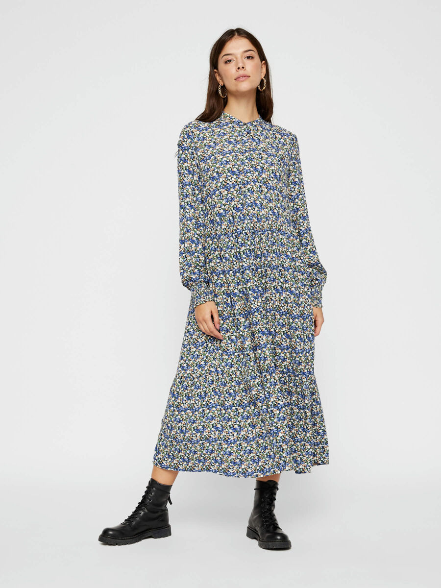 Carousel image - FLORAL-PRINT TIERED MIDI DRESS, Night Sky | 1