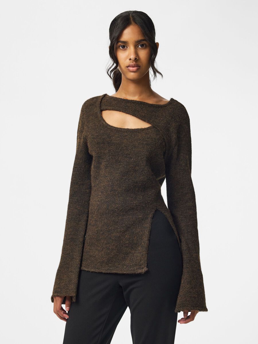 Product carousel image 1 PCVALLIE SPLITT STRIKKET PULLOVER, Hot Fudge