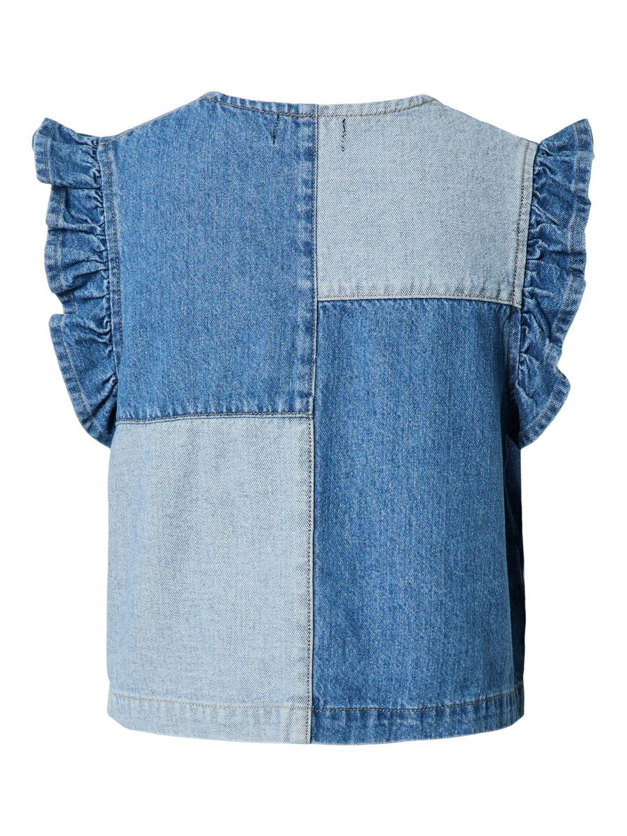 Pieces PCFIE FLOUNCE PATCHWORK DENIMVEST, Dark Blue Denim, highres - 17158454_DarkBlueDenim_002.jpg