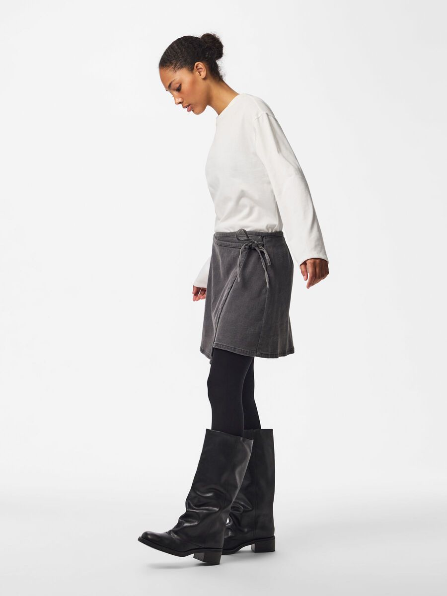 Carousel image 6 PCFLORA MW WRAP DENIM MINI SKIRT, Grey Denim