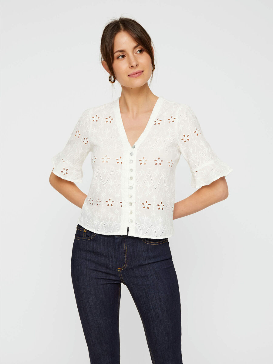Pieces BRODERIE ANGLAISE BLUSE, Bright White, highres - 17096986_BrightWhite_003.jpg