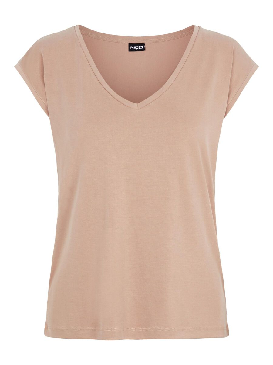 Carousel image - PCKAMALA V-NECK T-SHIRT, Natural | 1