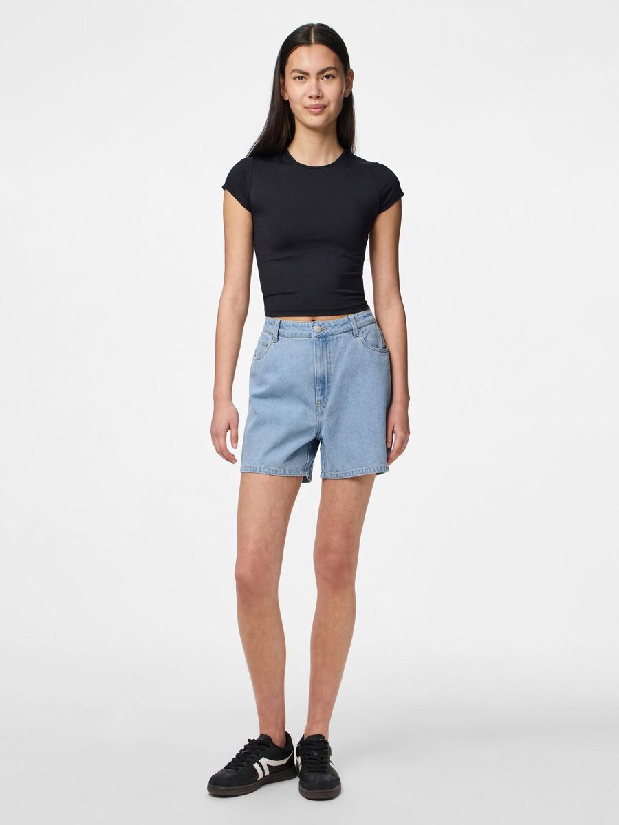 Pieces PCABBI MW DENIM SHORT, Light Blue Denim, highres - 17153448_LightBlueDenim_005.jpg