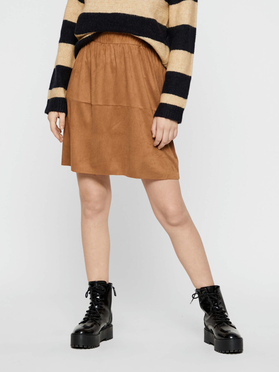 Pieces FAUX SUEDE MINI SKIRT, Toasted Coconut, highres - 17102795_ToastedCoconut_003.jpg