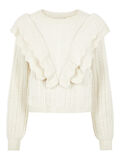 Pieces RUFFLE CROPPED KNITTED PULLOVER, Natural Melange, highres - 17108703_NaturalMelange_001.jpg