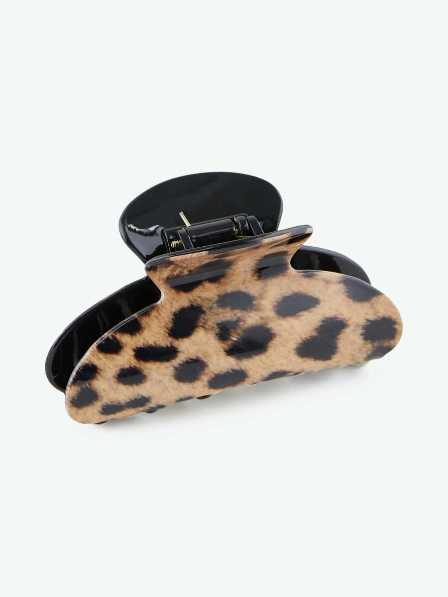 Pieces LEOPARD-PRINT HAIR CLIP, Black, highres - 17102671_Black_746193_001.jpg