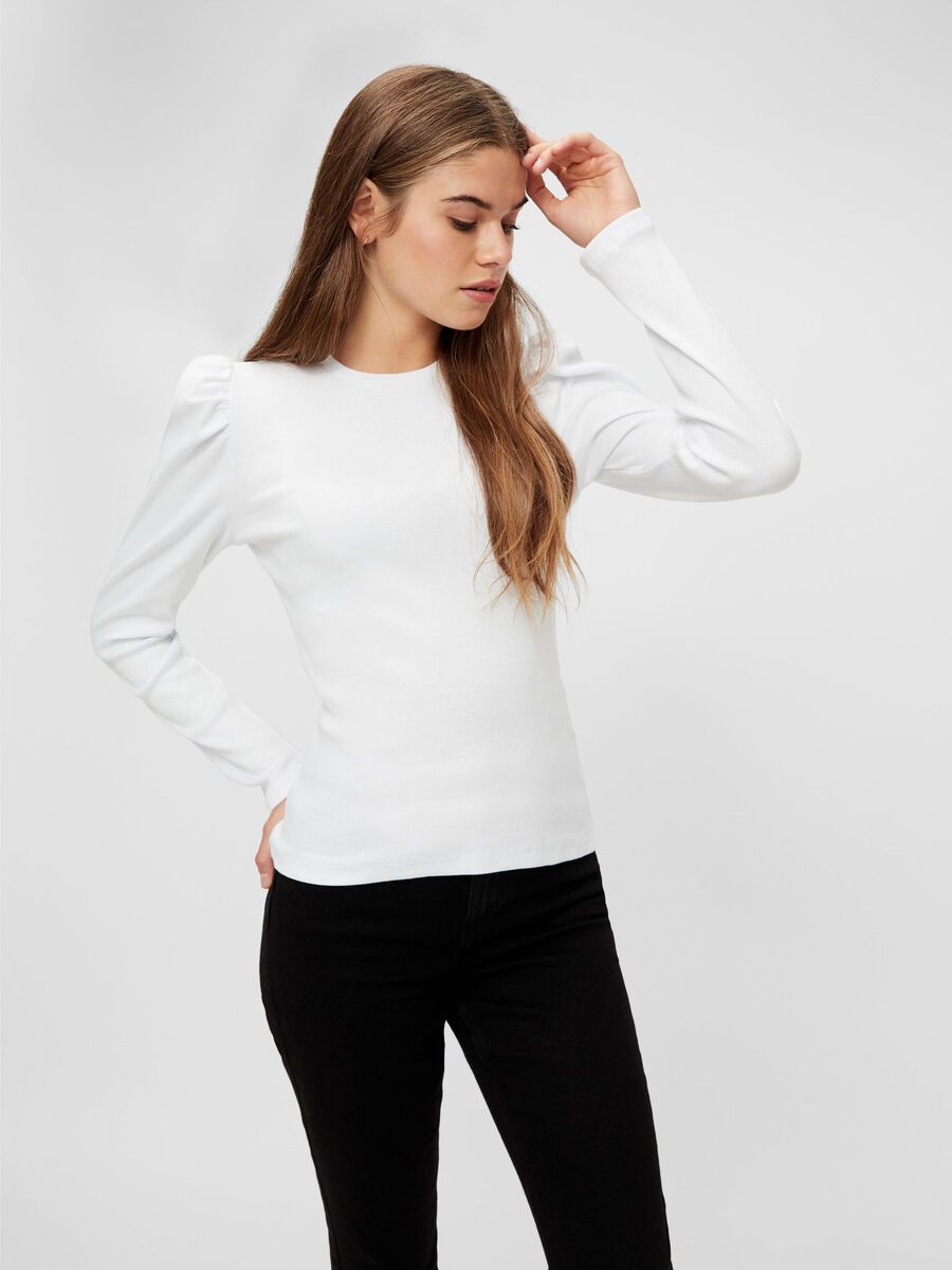 Pieces MANCHES BOUFFANTES BLOUSE À MANCHES LONGUES, Bright White, highres - 17111987_BrightWhite_003.jpg