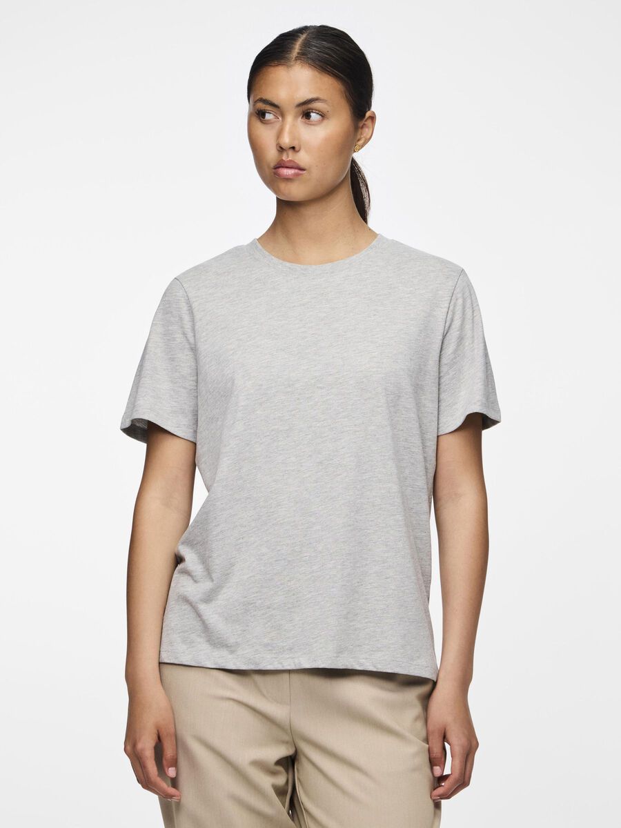 Pieces T-SHIRT, Light Grey Melange, highres - 17140802_LightGreyMelange_003.jpg