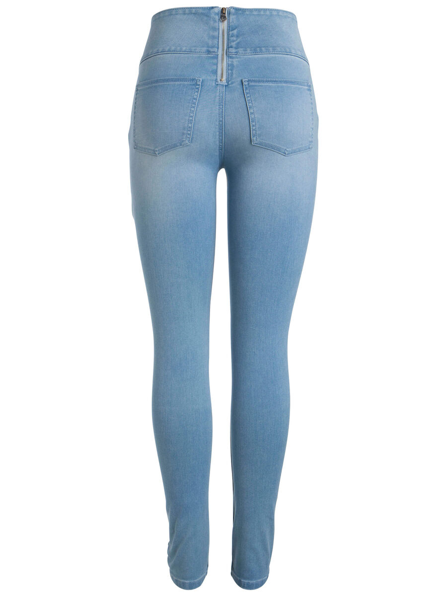 HØJTALJEDE VASKET JEANS | Blå |