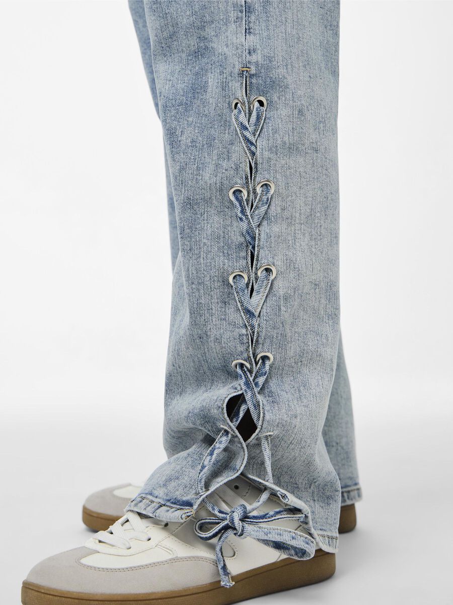 Pieces PCFENDA MW STRAIGHT FIT JEANS, Light Blue Denim, highres - 17157752_LightBlueDenim_006.jpg