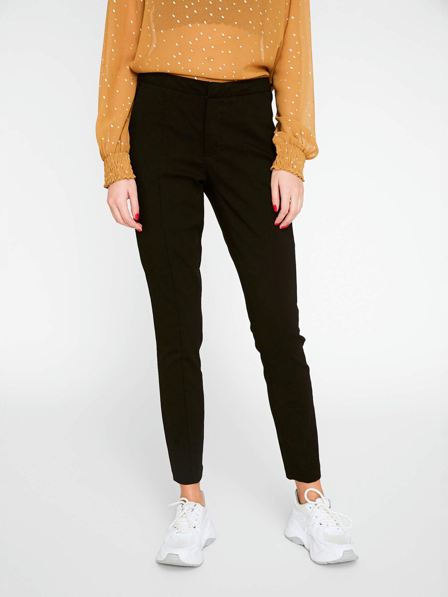 Pieces MID WAIST SLIM TROUSERS, Black, highres - 17093039_Black_003.jpg