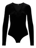 Pieces V-NECK VELOUR BODYSUIT, Black, highres - 17100108_Black_001.jpg