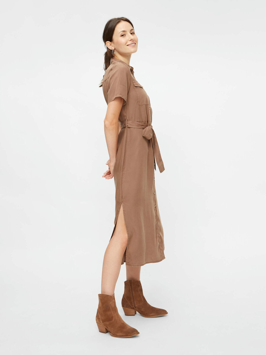 Pieces TIE BELT MIDI SHIRT DRESS, Kangaroo, highres - 17104701_Kangaroo_003.jpg