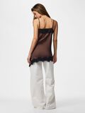 Product image thumbnail - PCARIEL ASSYMETRIC LACE  STRAP TOP, Hot Fudge | 3