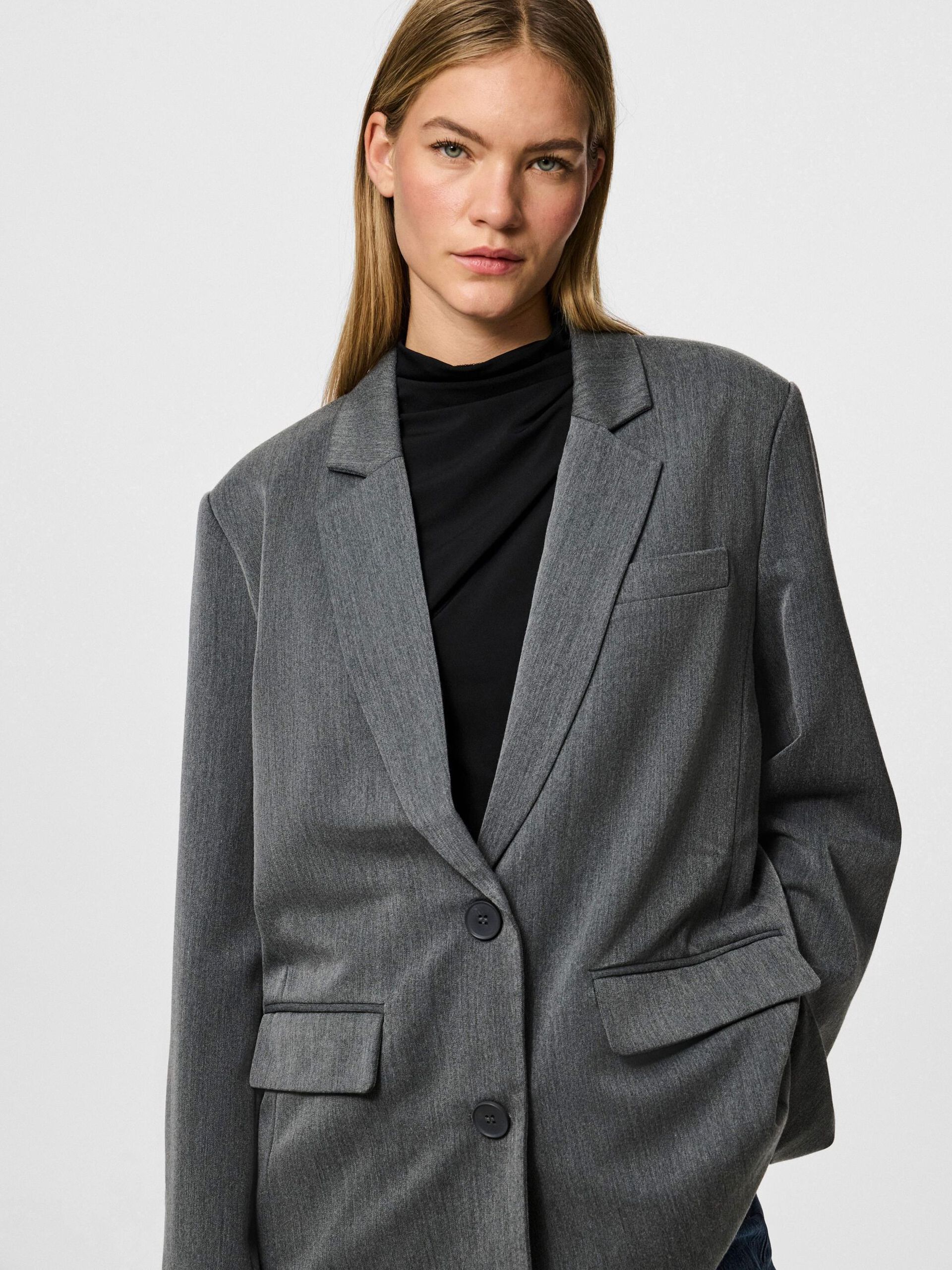 Carousel image - PCKAMIL OVERSIZED BLAZER, Dark Grey Melange | 6