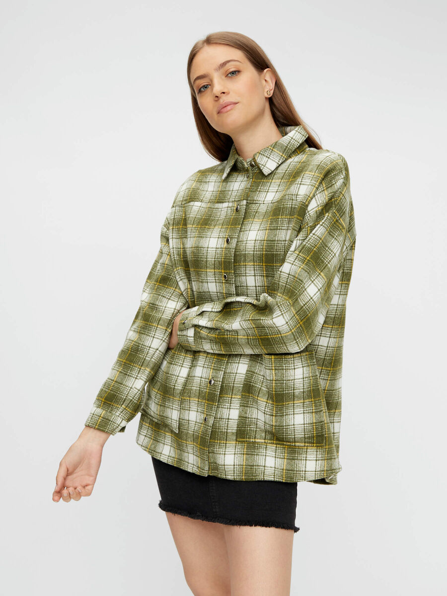 Pieces CHECKED SHIRT, Deep Lichen Green, highres - 17110661_DeepLichenGreen_820533_003.jpg