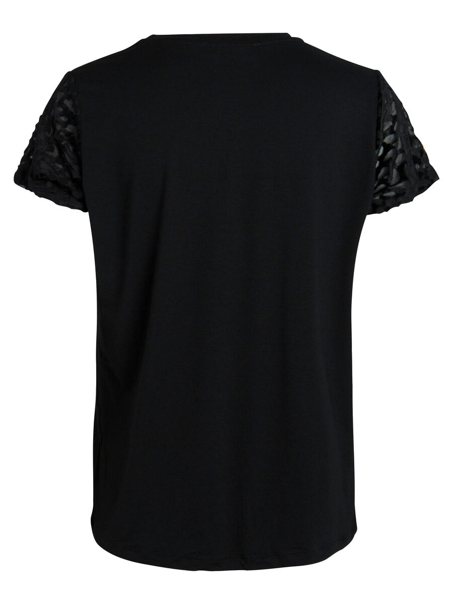 Pieces LEOPARD SHORT SLEEVED TOP, Black, highres - 17079683_Black_002.jpg